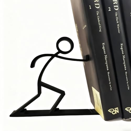 Cute Metal Bookends Decorative, Stylish Decor Book Shelf, Office or Home Book Holder, Durable Home & Office Organizer, Study Room Art Decor for Office School Library Bedroom, Book Lovers Gift