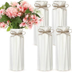 FoldTier 4 Pack White Bud Vases Ceramic for Centerpieces 8.27 Inch White Vase for Flowers with Rope for Wedding Party Dining Table Home Bedroom Kitchen Office Decoration