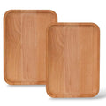 2 Pack Solid Wood Serving Platters and Trays of Natural with Edge,Rectangular Avoid Sliding and Spilling Food (Wood 10x7Inch) - color: Wood 10x7inch
