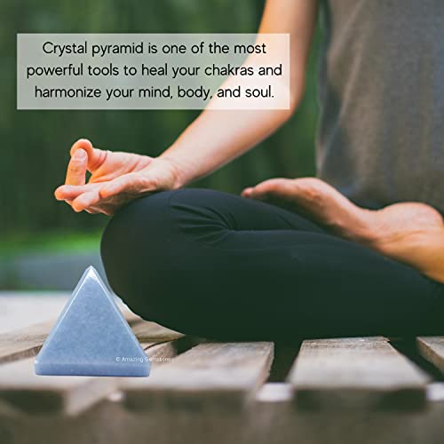 Amazing Gemstone Angelite Pyramid Crystal Healing Stones - 2" Great Pyramid Figurine of Natural Stone Pyramid for Meditation, Reiki, Chakra Balancing and Crystal Pyramids Grid - color: Angelite