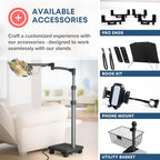 LEVO G2 Commercial Sturdy Egonomic Tablet Rolling Cart Stand with 60 Watt USB-C Charging Port for Most iPad Pro, Surface Pro, Amazon, Samsung, Kindle Touchscreens and More.