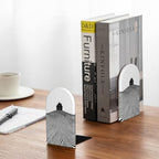 Simple House Silhouette Line Minimalist Bookends for Shelves 2 Pcs Wooden Book Stopper Organizer for Home Office Libraries