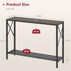 Tajsoon Industrial Console Table 41.8", 2 Tier Entryway Table with Storage Shelves, Narrow Sofa Table with Stable X-Frame, for Living Room, Hallway, Foyer, Office, Dark Grey - color: Dark Grey