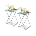 Garden 4 you Folding TV Tray Table,TV Dinner Table with Sturdy MDF Top,Eating Trays for Living Room with No Assembly Required, 2PCS (Sea Blue) - color: Sea Blue, size: 2pcs