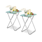 Garden 4 you Folding TV Tray Table,TV Dinner Table with Sturdy MDF Top,Eating Trays for Living Room with No Assembly Required, 2PCS (Sea Blue) - color: Sea Blue, size: 2pcs