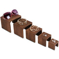 MOOCA 5-Piece Wooden Jewelry Display Risers - Multi-Function Retail Stands for Rings, Watches, Necklaces, Bracelets, and More - Various Heights, Brown Color - color: Brown N Shape, 5 Pieces
