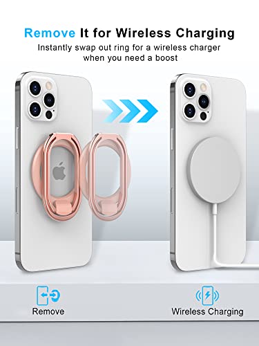 【2025 Upgraded】 Mag Safe Phone Ring Holder, SUPERONE Adjustable Magnetic Kickstand & Removable Phone Grip Compatible with Wireless Charging Only for iPhone 17 & 16 & 15 & 14 & 13 Series - Rose Gold - color: Rose Gold