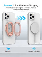 【2025 Upgraded】 Mag Safe Phone Ring Holder, SUPERONE Adjustable Magnetic Kickstand & Removable Phone Grip Compatible with Wireless Charging Only for iPhone 17 & 16 & 15 & 14 & 13 Series - Rose Gold - color: Rose Gold
