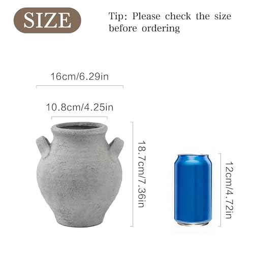 Ceramic Flower Vase, 7.36 Inch Rustic Farmhouse Vases Decorative Vintage Vase for Home Decor Table Living Room Kitchen Bedroom Shelf Mantel Wedding Centerpiece - color: Rustic-25011-1