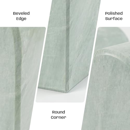 Marble Bookends for Shelves, Decorative Book Ends, 13lbs Heavy-Duty Marble Book Holders, Stone Bookshelf Decor, Light Green - color: Light Green, size: 12LB