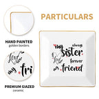 Sisters Gifts from Sister in Law Happy Birthday Gift for Women Funny Big Brother Little Ceramic Small Jewelry Dish Unique Trinket Tray Best Ring Plates Always My Sister, Forever My Friend - color: Sisters