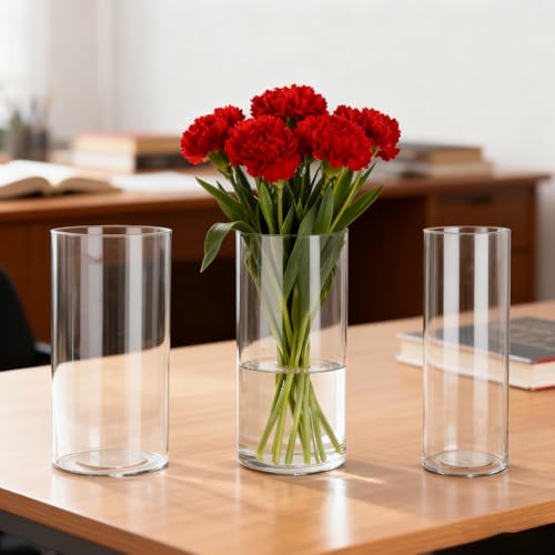 3 Pack Acrylic Cylinder Vases, Non-breakable Vase for Centerpieces, 10 inch Tall Clear Flower Vase Bulk Floating Candle Holder for Wedding Table Home Decor and Party - size: 3 Pack(4''W x 10''H & 5''W x 10''H & 6''W x 10''H)