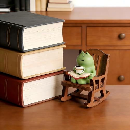 Miniature Frog Figurines，Cute and Leisurely Frog Shape，Creative Desk Home Decoration, Suitable for Frog Lovers, Bookshelf Gift