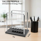 Sealive Newton's Cradle with Solid Wood Base (1.75lbs / 794g Heavy Duty) - Large Steel Balance Balls for Office Desk Decor - Sturdy Stress Relief Physics Gadget, with Tangle-Free DIY Assembly Design