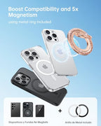 SYNCWIRE Magnetic Phone Ring Holder for MagSafe - Glitter Phone Grip Stand with 360° Rotation Finger Ring Kickstand Blingbling Compatible with iPhone 17 16 15 14 13 12 Pro Max MagSafe Accessories - color: Single Ring-1PCS-Glitter Rose Gold
