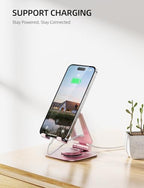 Nulaxy Rotatable Cell Phone Stand, Fully Adjustable Foldable Desktop Phone Holder Cradle Dock, Thick Case Friendly, Compatible with All Phones, Nintendo Switch, Rose Gold - color: B-Rose Gold