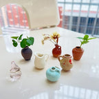 8PCS Cute Mini Ceramic Vase Magnets for Fridge, Mini Bud Vases Magnetic, Tiny 3D Plant Vase for Refrigerator Decoration Kitchen Locker Kitchen Office