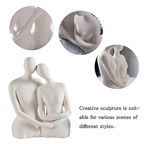Mowtanco Couple Figurines – Modern Ceramic Sculpture for Home Decor, Living Room, Bedroom, Shelf, Office, Coffee Table – Abstract Collectible Statue Gift for Wedding or Anniversary