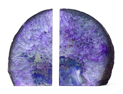Agate Bookend with Rubber Bumpers Plus Includes Bonus Minerals (3.5-6 lb, Purple) - color: Purple, size: 3.5 - 6 lb