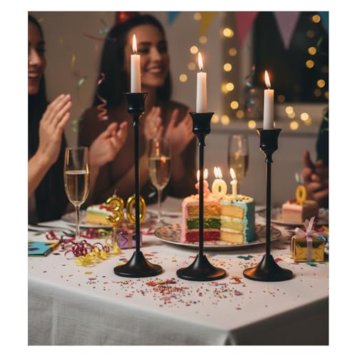 Candle Holder, Modern Minimalist Black Metal Candlestick Holders, Set of 3 Tall - Elegant Taper Candle Holders for Table Centerpiece, Wedding, Dinner Party Home Decor - color: Black, size: 1 set (3 pcs)