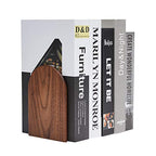 Pandapark Wood Bookends,Non-Skid Bookend for Shelves,Heavy Duty Bookends,Book Stand for Books/CDs,1 Pair - color: Black Walnut-b Plus