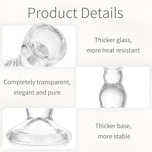 Glass Taper Candle Holders - Cute Candlestick Holders, 20Pcs Clear Candle Stick Candle Holder, Modern Tapered Candlestick Holders for Standard Candles for Wedding Christmas Home Decor - size: 20Pcs