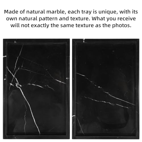 Marble Bathroom Vanity Tray, Natural Luxury Vanity Home Kitchen Bathroom Table Tray, Stone Decorative Countertop Dresser Trays for Key Coffee Perfume Jewelry Makeup (Black Marquina, 12"x 8" x1.2") - color: Black Marquina, size: 12" x 8" x 1.2"