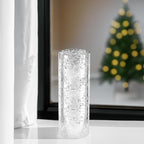 WGVI Hurricane Candle Holder Sleeve, W: 5", Ht: 14", Silver Speckled Glass Cylinder Open Both Ends, Chimney Tube Shade, 1 Piece - size: 5x14"H