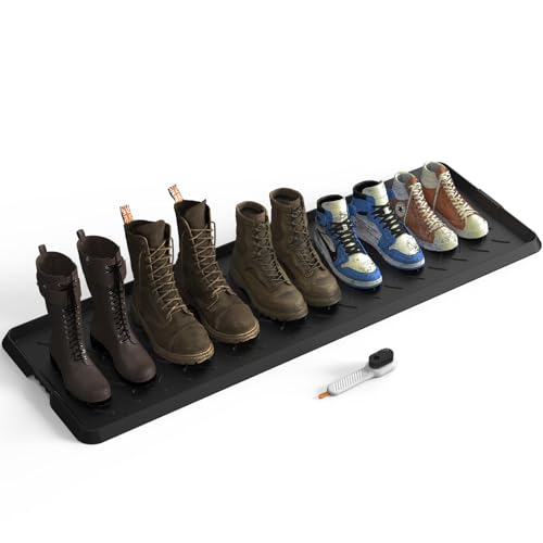 Extra Large Heavy Duty Boot Natural Rubber Shoe Mat for Entryway with Shoes Brush Large Boot Mat Multi-Purpose for Indoor or Outdoor, 16.1x 47.6 Inches - size: 47.6 inch (L) x 16.1 inch (W) x 1.01 inch (H)