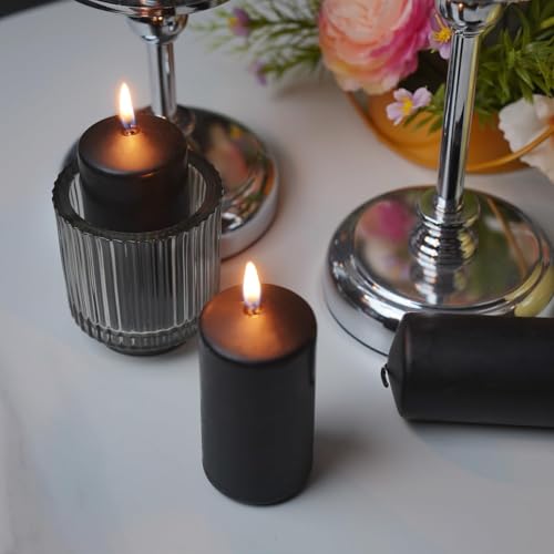 YOROXRG 2"x4" High Black Pillar Candles, Set of 20 Unscented. Bulk Buy. Ideal for Halloween, Wedding, Emergency Lanterns, Household, Wedding and Home Décor Candlesticks - color: Black-2"x4" 20