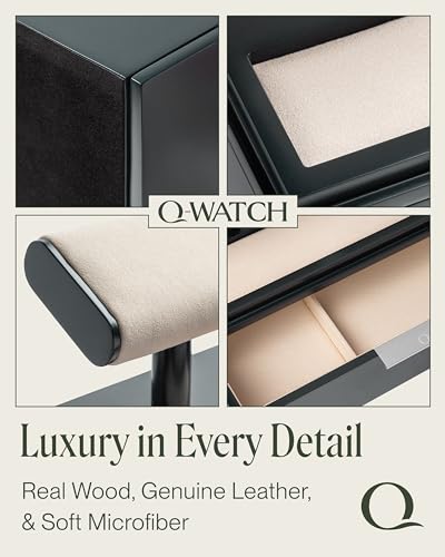 QWATCH Watch Stand Display Case - Acrylic Watch Box for 2 or 4 Watches with Jewelry Valet Tray and Drawer - color: Double - Green / Ivory