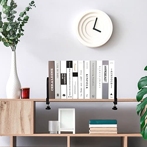 AJART Adjustable Book Ends for Shelves: Black Heavy Duty Bookends - Metal Clamp Book Organizer Storage Holders - color: Black