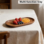 Small Wooden Tray, Oval Wood Serving Trays, Acacia Wood Platter for Coffee Tables, Dessert, Snack, Fruit, Bathroom Tray Charcuterie Board for Home Decor (M) - size: 9.1" x 4.1" x 0.6"