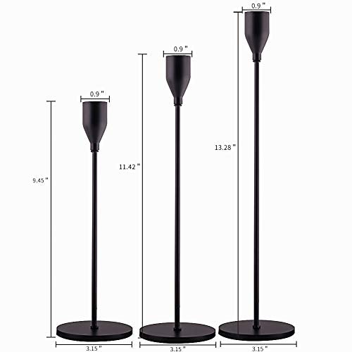 Matte Black Candle Holders Set of 3 for Taper Candles, Decorative Candlestick Holder for Wedding, Dinning, Party, Fits 3/4 inch Thick Candle&Led Candles (Metal Candle Stand) - color: Matte Black