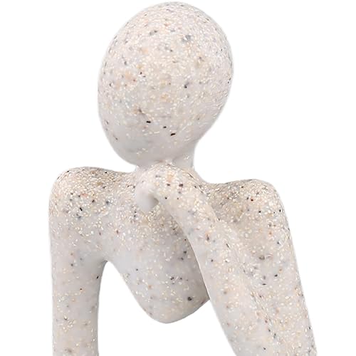 Abstract Thinker Statue | Synthetic Home Accent for Living Room/Office Desk/Bookshelf | Hollow Design Art Sculpture Collectible Present (Sandstone Left) - style: Sandstone Left