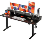 Agilestic 63 x 24 Inches Electric Standing Desk with 2 Storage Drawers, Stand Up Desk Adjustable Height, Sit and Stand Computer Table with Splice Board, Black - color: Black, size: 63 x 24 Inches with 2 drawers