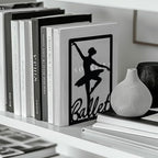 Peacoblue Metal Bookends for Shelves, Modern Decorative Heavy Duty Study Book Support Stoppers for Office, Desk, Shelf, Room 5.3"x4.3"x7.9" Cast Iron Simple Tall Bookends, 1 Pair (Ballerina) - style: Ballerina