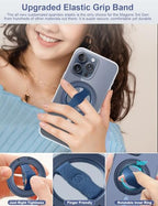 EWA MagOne 3rd Gen [Compatible with MagSafe] Phone Grip Stand with Finger Strap, Removable Magnetic Ring Holder Kickstand Loop for iPhone 17,16,15,14,13,12 Series-(Blue) - color: Blue