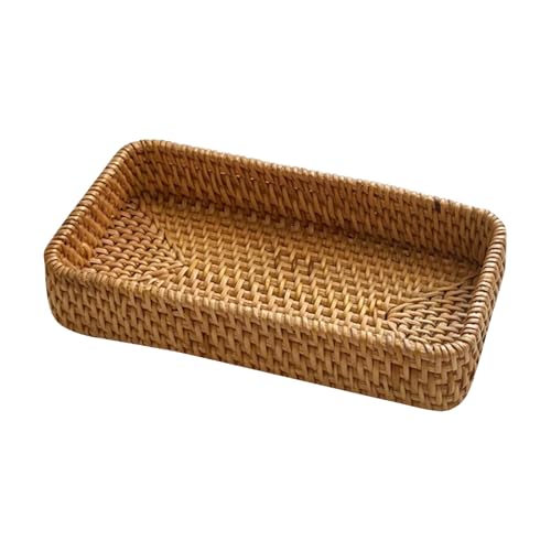 Pilarmuture Serving Vanity Tray,Rattan Bathroom Vanity Tray,Serving Vanity Basket,Bathroom Tray for Countertop,Sturdy Storage Basket for Dressing Table,Shelves,Desk Top,Cabinet,Nightstand ﻿