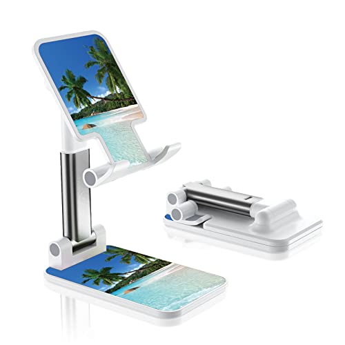 Foldable Phone Stand for Desk, Adjustable Angle of View, Suitable for iPhone, Samsung and Other Smart Phones, Colorful Pattern, Portable Electronic Device Stand - color: Coconut Tree
