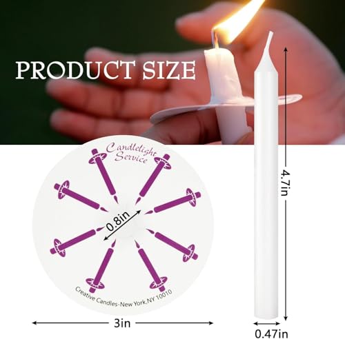 100 pcs Church Candles with Drip Protectors for Devotional Candlelight Vigil Service, Unscented White 5" H X 1/2" D, No Smoke, Shabbat, Praye - color: 100 White Color
