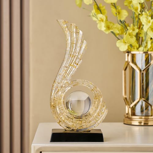 Modern Abstract Art Sculpture, Gold Entryway Table Accents, Resin Statue–Crafted Decor for Living Room, Office & Coffee Table Accents (Gold Foil) - color: Gold Foil