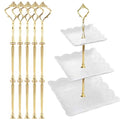 3 Tier Tiered Tray Hardware Kits Fruit Cake Plate Handle Fitting Hardware Rod Dessert Stand Holder Golden Crown 5 Set（Plate not Included） - color: Gold