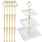 3 Tier Tiered Tray Hardware Kits Fruit Cake Plate Handle Fitting Hardware Rod Dessert Stand Holder Golden Crown 5 Set（Plate not Included） - color: Gold