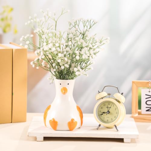 Ceramic Goose Vase White Modern Flower Vase with Unique Goose Design Aesthetic Table Decor Funky Trendy Art Planter Holder for Flowers, Home Office Shelf Decoration