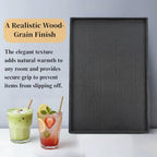 Cedilis 2 Pack Black Rectangular Serving Trays, Non-Slip Plastic Coffee Table Tray, Modern Ottoman Trays for Table Centerpiece, Home Decor, Bathroom, Kitchen Counter