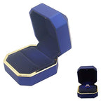Luxury Ring Box, Square Velvet Wedding Ring Case Jewelry Gift Box with LED Light for Proposal Engagement Wedding, Blue - color: Blue, size: Ring Box
