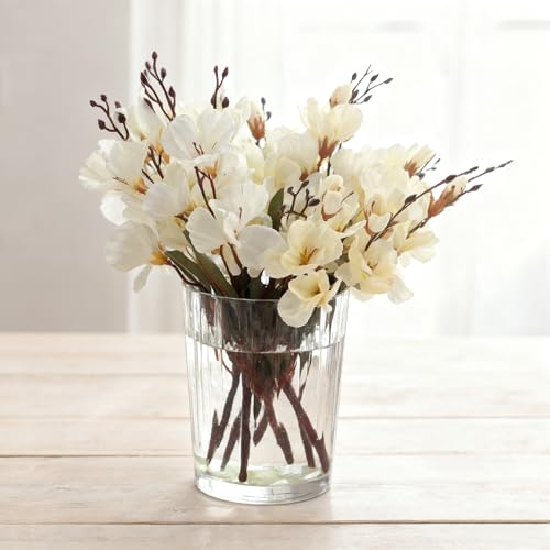 Cup-Shaped Wide Mouth Glass Vase - 7.5" Tall Transparent, Ideal for Fresh Flowers/Floating Tealights, Home Display (Living Room/Bedroom), Wedding Centerpieces & Holiday Decor - color: Clear, size: 04