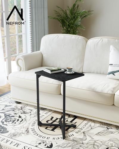 NEFROM C-Shaped End Table, Small Couch Side Table, Sofa TV Tray Table for Living Room, Bedroom, Bedside ET-X-BKW1 - color: Black