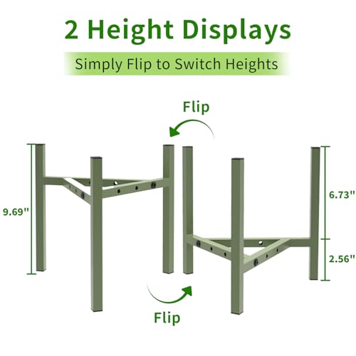 Aripark Plant Stand Indoor Adjustable, Metal Modern Small Plant Stands, Heavy Duty Stable Plant Pot Flower Holder Indoor Outdoor Corner, Fit 8 9 10 11 12 inch Pots, Green (Pot & Plant Not Included) - color: Green